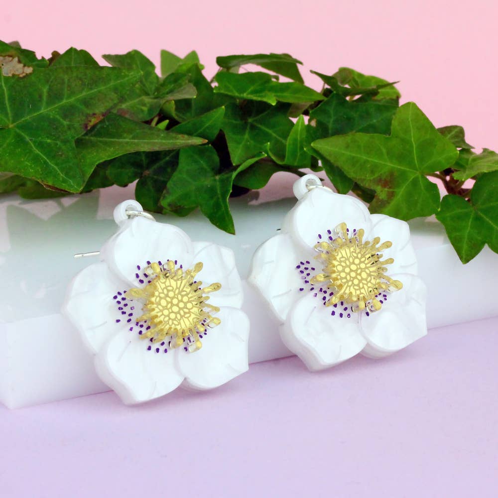 Hellebore White Earrings