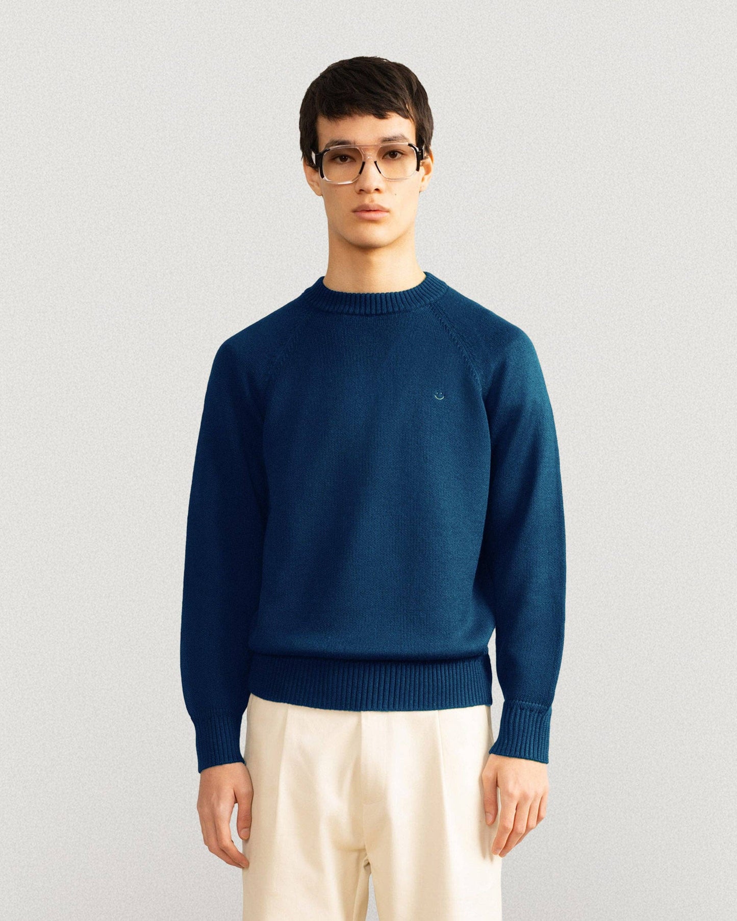 Australian Merino Wool Top Marine Blue Smiley