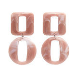 Statement Marble Chunky Drop Earrings - Pink