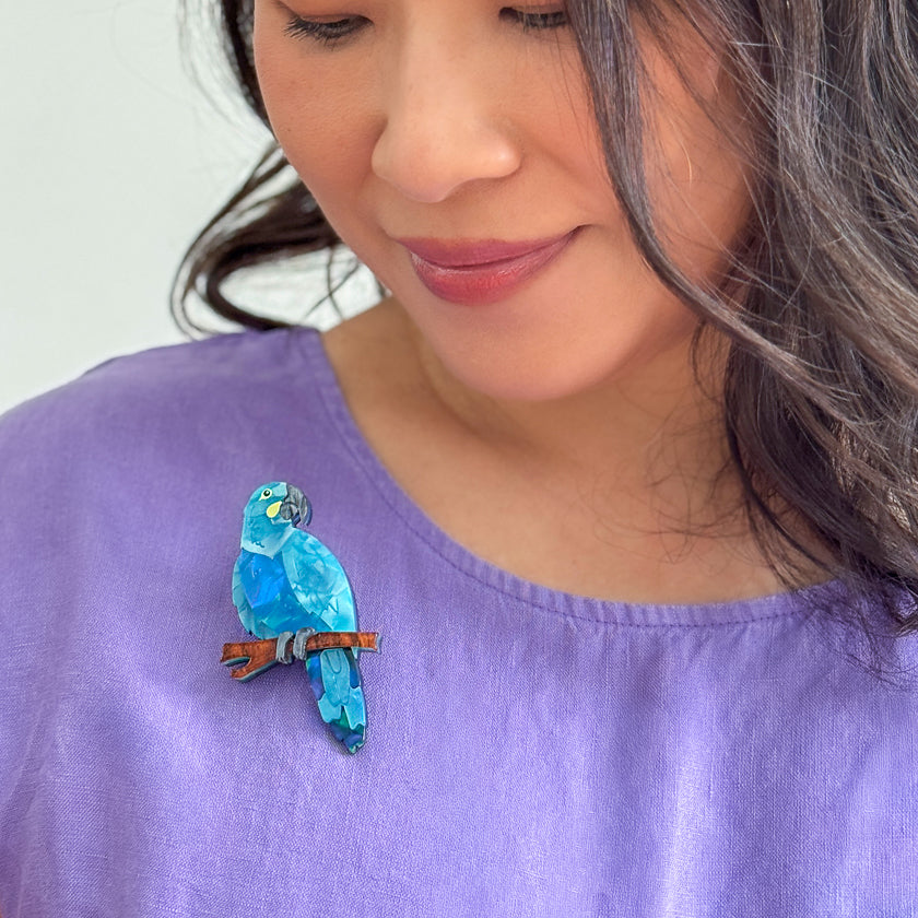 Glaucous Macaw Brooch