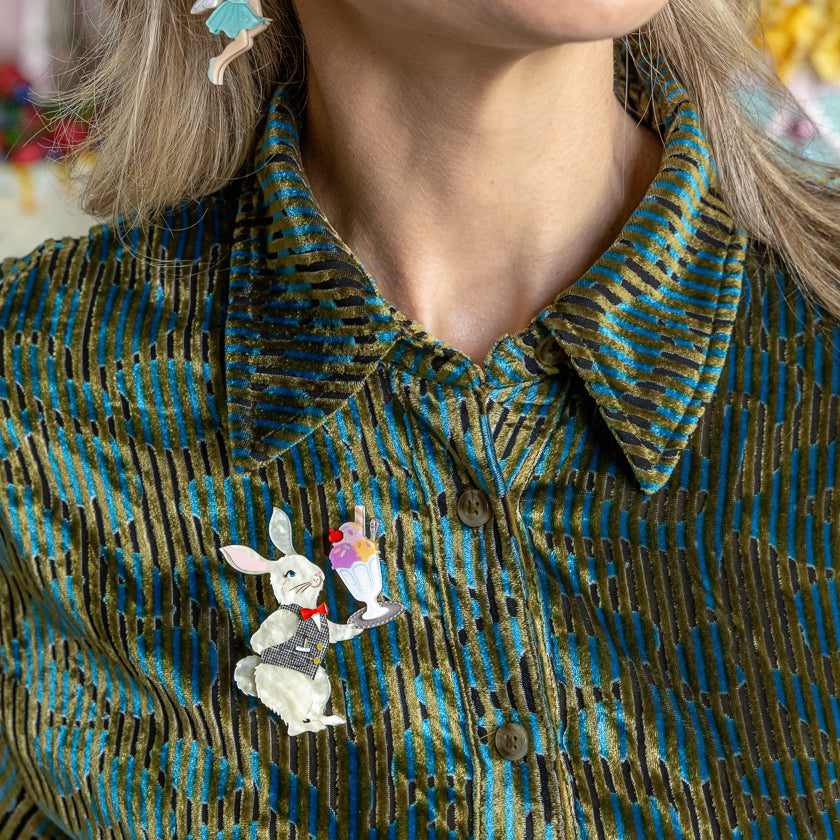 Rabbit Waiter Brooch