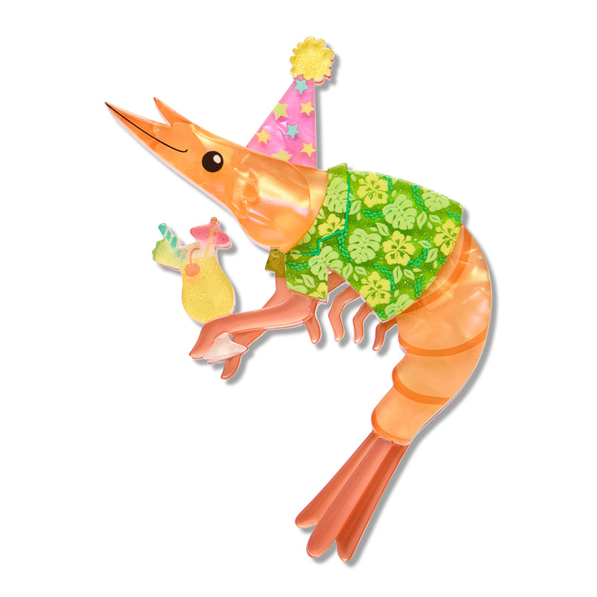 Pascal the Party Prawn Brooch