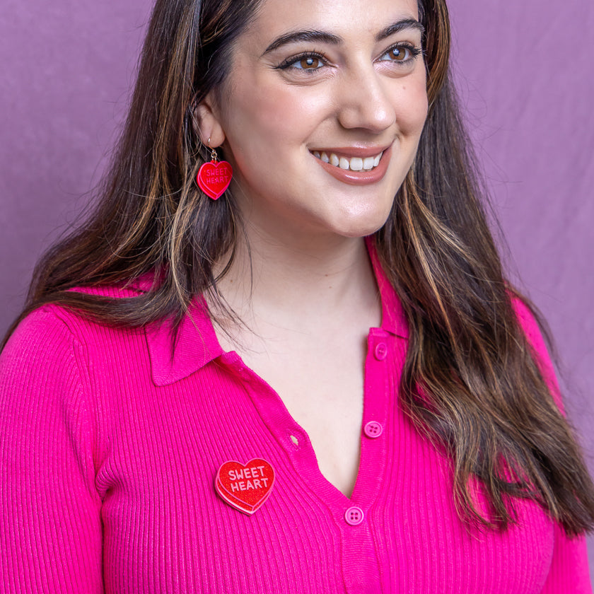 Candy Heart Simplified Mini Brooch – Red