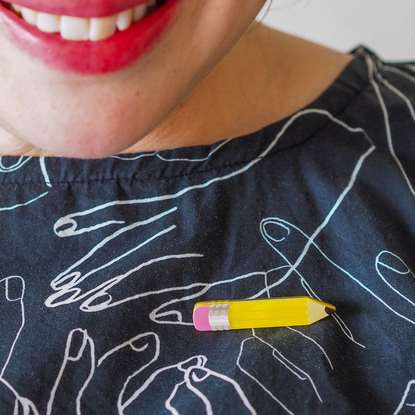 Pencil Simplified Mini Brooch