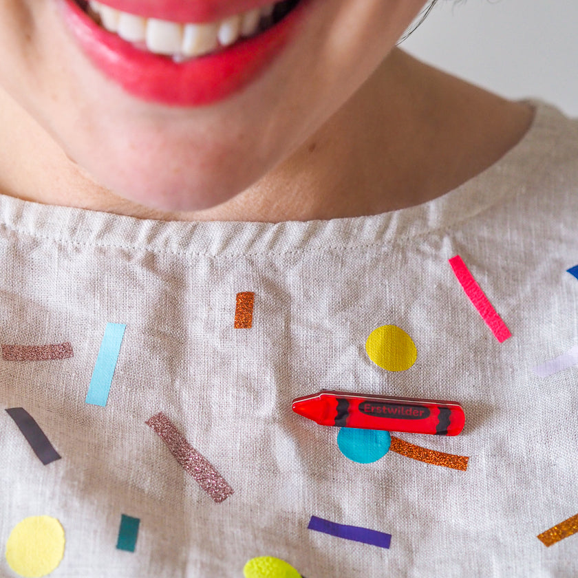 Crayon Simplified Mini Brooch - Red