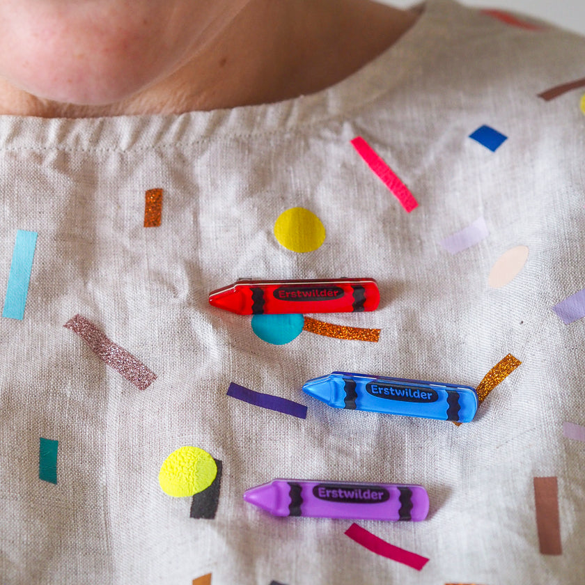 Crayon Simplified Mini Brooch - Red