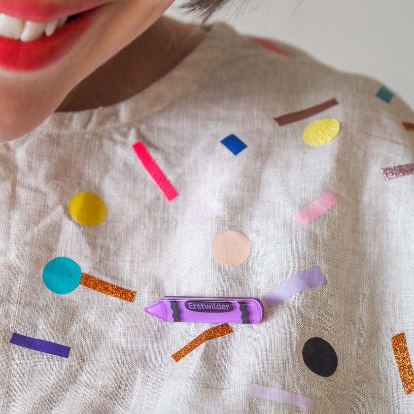Crayon Simplified Mini Brooch - Purple