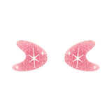Atomic Boomerang Glitter Stud Earrings - Pink