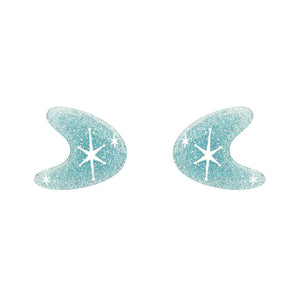 Atomic Boomerang Glitter Stud Earrings - Blue