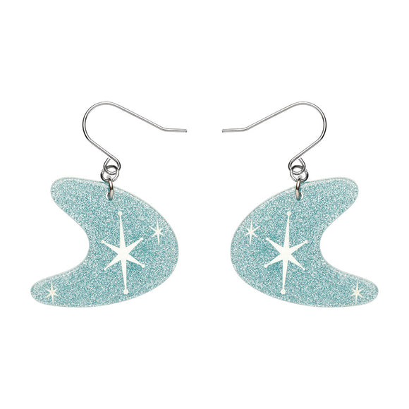 Atomic Boomerang Glitter Drop Earrings - Blue