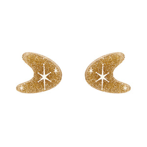 Atomic Boomerang Glitter Stud Earrings - Gold