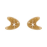 Atomic Boomerang Glitter Stud Earrings - Gold