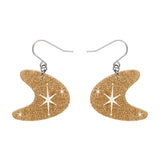 Atomic Boomerang Glitter Drop Earrings - Gold