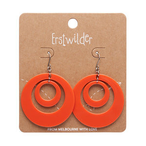 Double Hoop Solid Drop Earrings - Orange