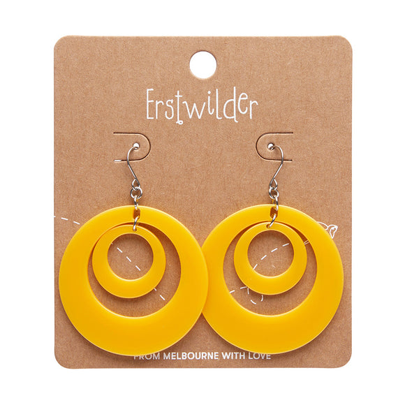 Double Hoop Solid Drop Earrings - Yellow