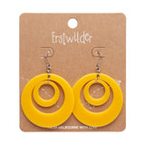 Double Hoop Solid Drop Earrings - Yellow