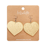 Love Heart Mirror Drop Earrings - Gold