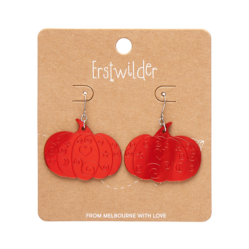 Pumpkin Magic Mirror Drop Earrings - Red