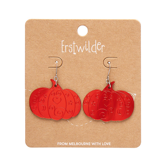 Pumpkin Magic Mirror Drop Earrings - Red