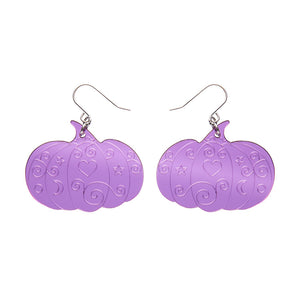 Pumpkin Magic Mirror Drop Earrings - Purple