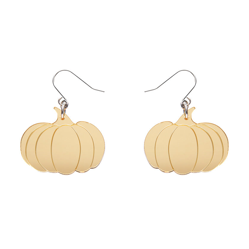 Pumpkin Mirror Drop Earrings - Gold