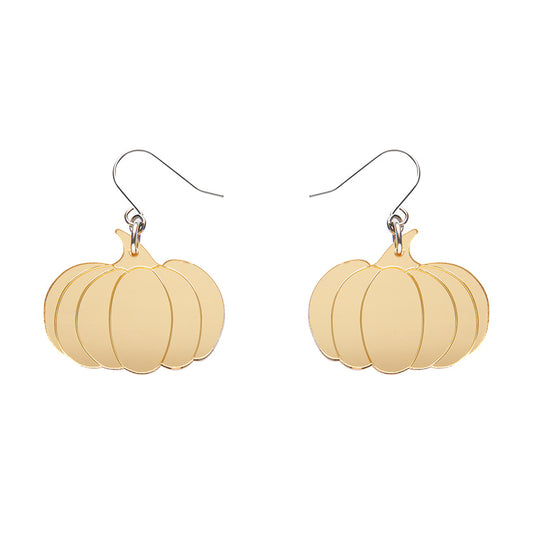 Pumpkin Mirror Drop Earrings - Gold