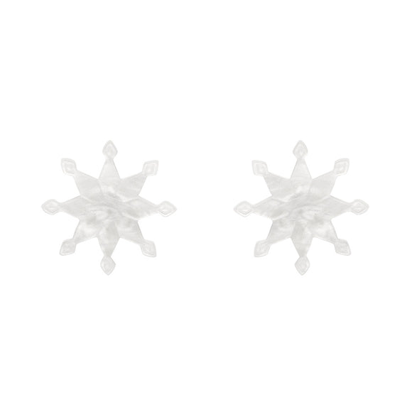 Snowflake Ripple Stud Earrings - White