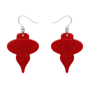 Baubles Glitter Drop Earrings - Red