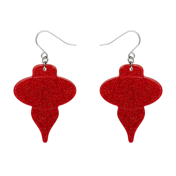 Baubles Glitter Drop Earrings - Red