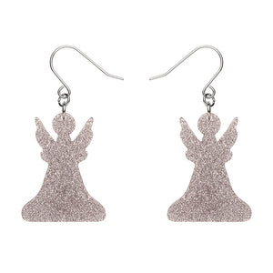 Angel Glitter Drop Earrings - Silver