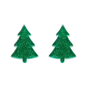 Green Christmas Tree Stud Earrings