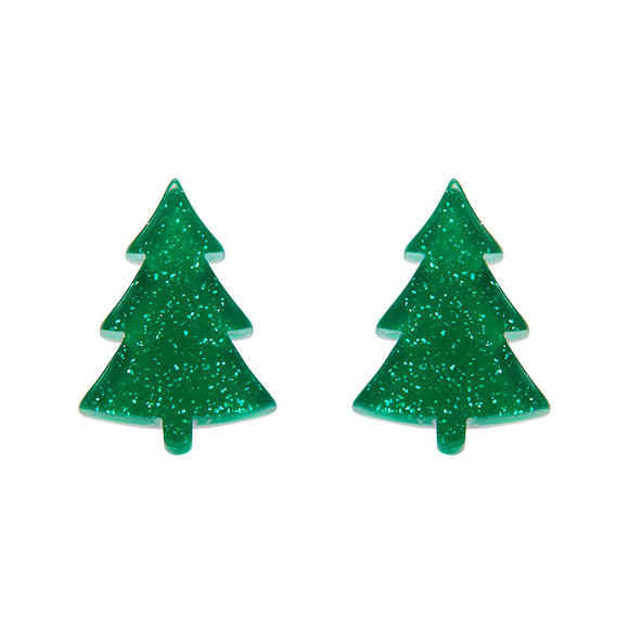 Green Christmas Tree Stud Earrings