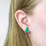 Green Christmas Tree Stud Earrings