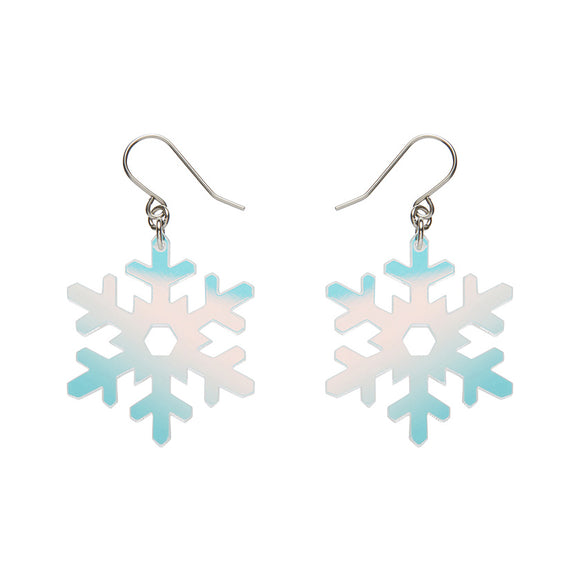 Iridescent Snowflake Drop Earrings