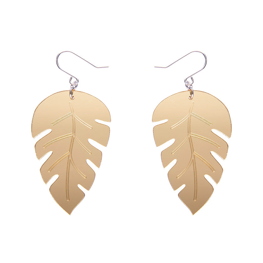 Large Leaf Essential Drop Earrings - Gold