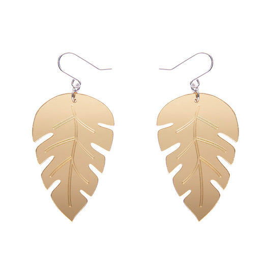 Large Leaf Essential Drop Earrings - Gold