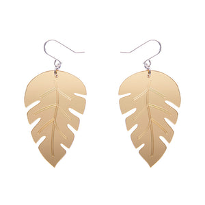 Large Leaf Essential Drop Earrings - Gold