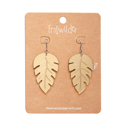 Large Leaf Essential Drop Earrings - Gold