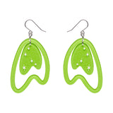 Atomic Boomerang Drop Earrings - Green