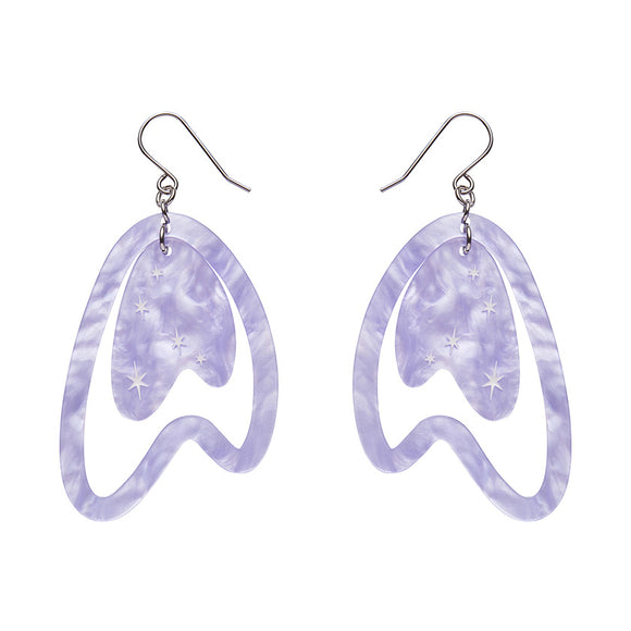 Atomic Boomerang Drop Earrings - Lilac