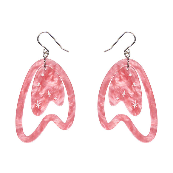 Atomic Boomerang Drop Earrings - Pink