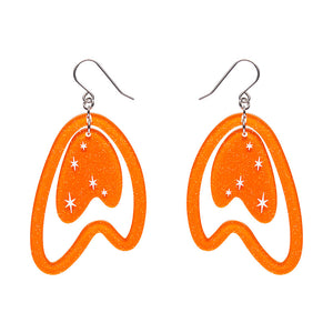 Atomic Boomerang Drop Earrings - Orange