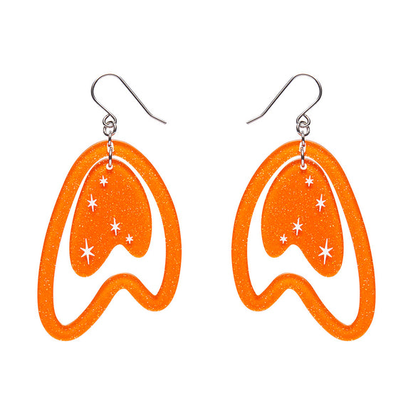 Atomic Boomerang Drop Earrings - Orange