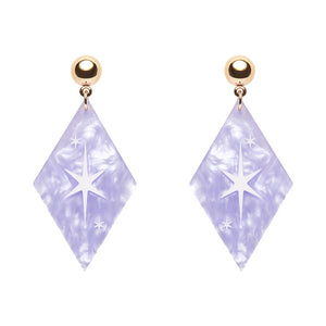 Atomic Diamond Drop Earrings - Lilac