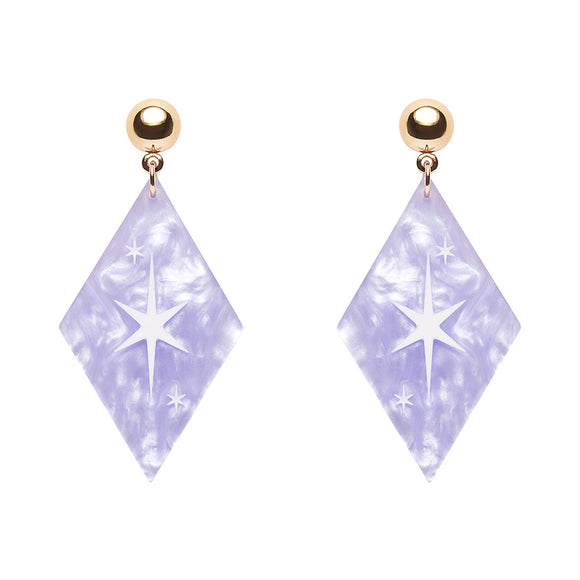 Atomic Diamond Drop Earrings - Lilac