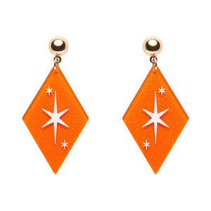 Atomic Diamond Drop Earrings - Orange