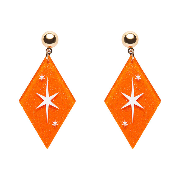 Atomic Diamond Drop Earrings - Orange