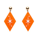 Atomic Diamond Drop Earrings - Orange