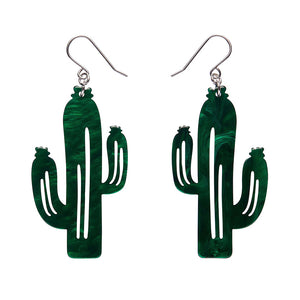 Cactus Drop Earrings - Dark Green