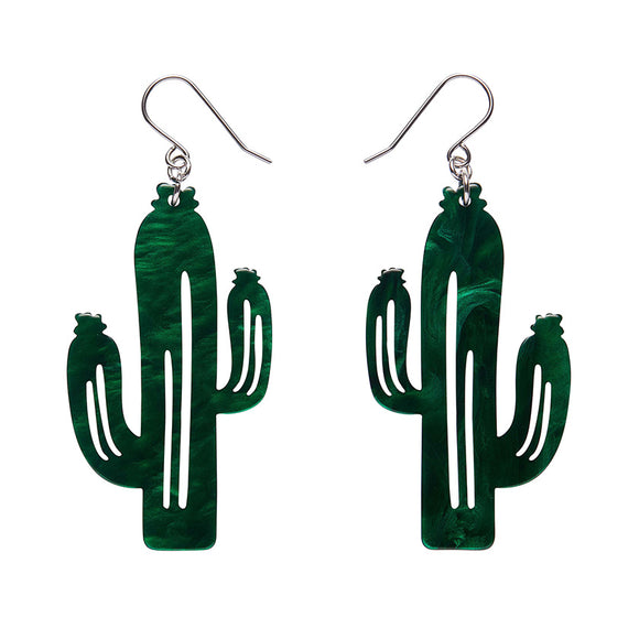 Cactus Drop Earrings - Dark Green